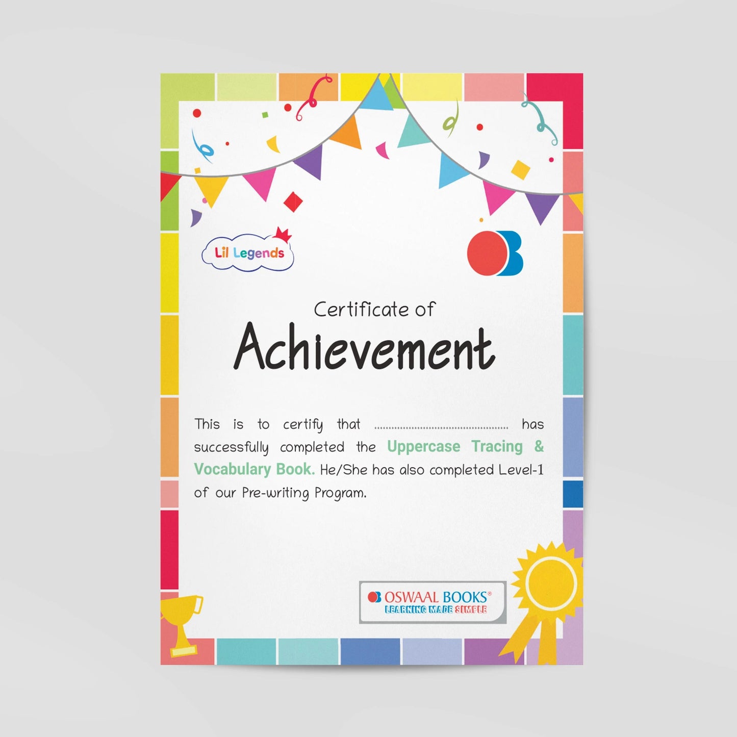 Lil Legends Uppercase Tracing & Vocabulary Writing Practice Book for Kids, Level-1 | Age- 3 to 5 Years| Oswaal Books and Learning Private Limited