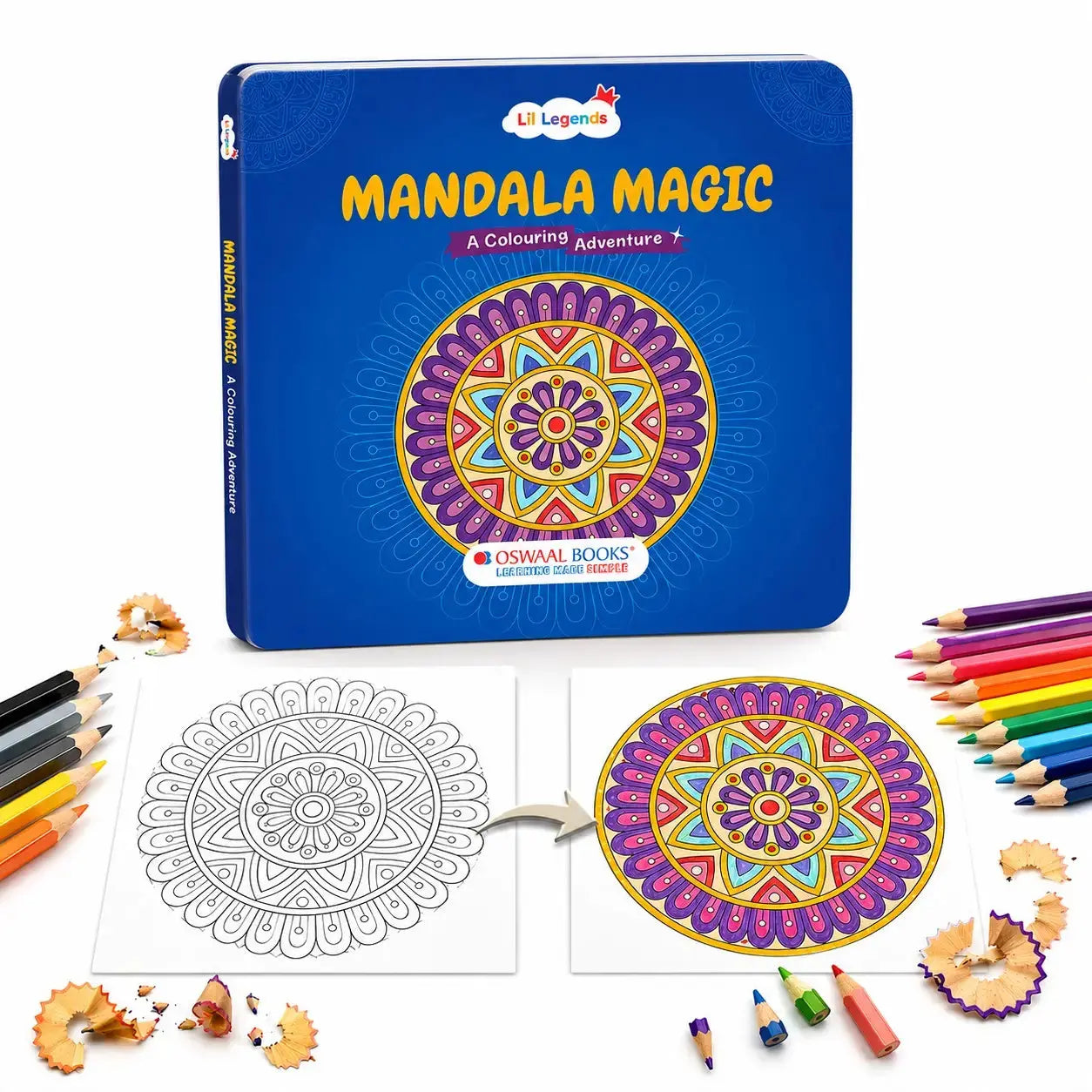 Lil Legends Mandala Magic Colouring Book for Kids & Adults | Bold Mandala Designs | Focus, Fine Motor Skills & Mindfulness | Calming Activity Book | Age 5+ 