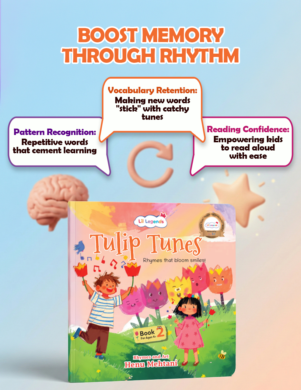 Lil Legends Tulip Tunes Rhymes That Bloom Smiles – Early Literacy Book Set (Age 3 & 4) | Phonemic Awareness & Reading Readiness | 2 Picture Books 
