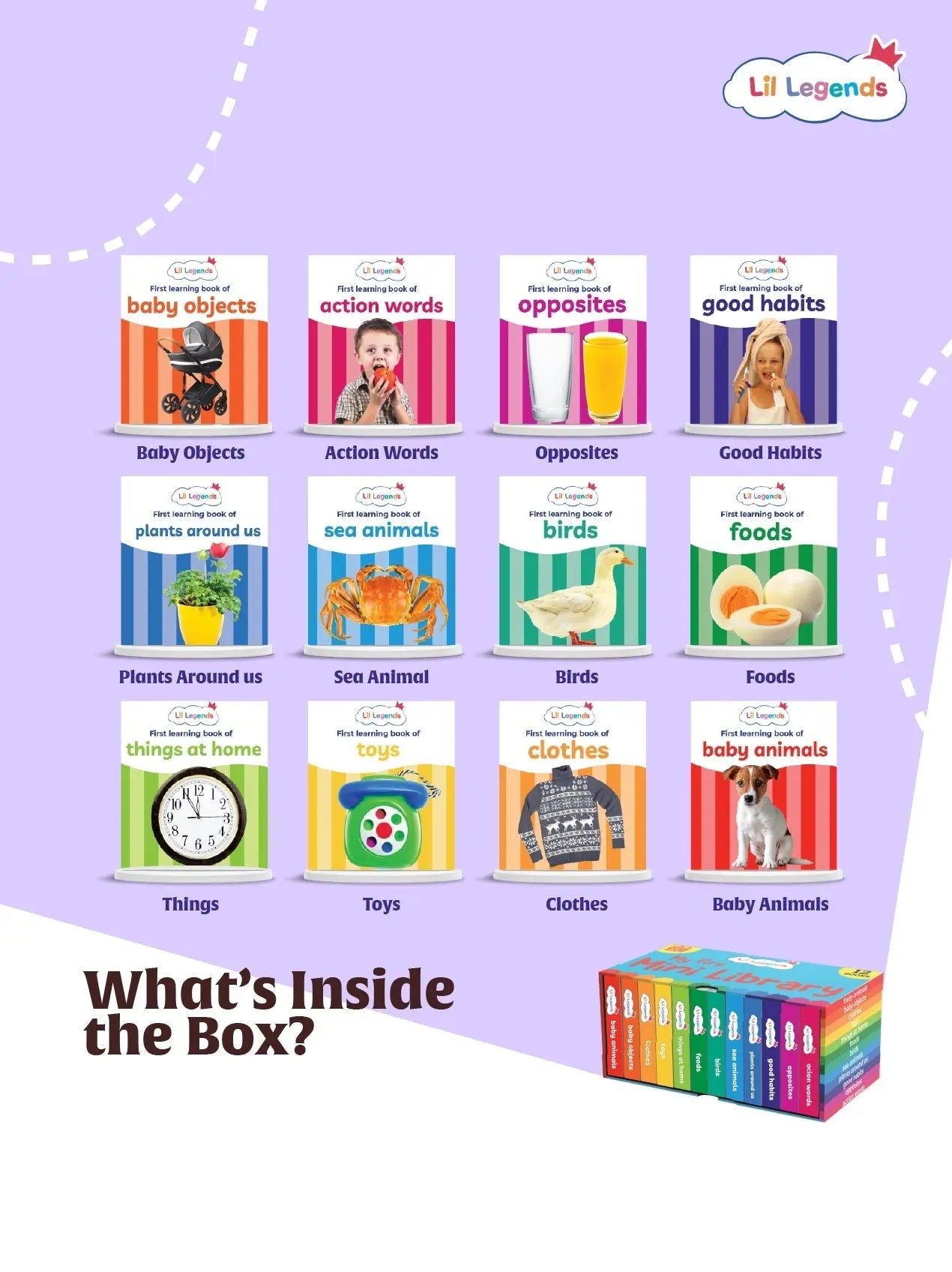 Mini Library Box Set – 12 Durable Board Books for Toddlers | Ages