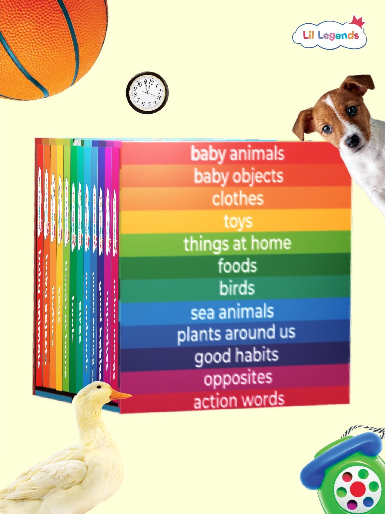 Mini Library Box Set – 12 Durable Board Books for Toddlers | Real-World Concepts Like Baby Animals, Foods, Good Habits, Opposites & More | Tear-Resistant | Perfect for Ages 0–4 