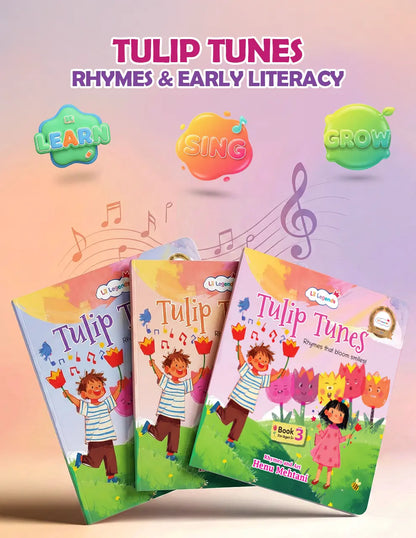 Lil Legends Tulip Tunes, Rhymes That Bloom Smiles Book 2 and 3 | Set of 2 Poem Books for Kids | Phonemic Awareness, Reading Readiness and Fun Activities | For Age 3+ 