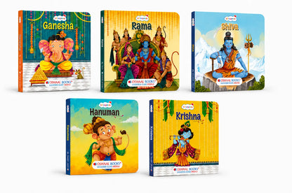 Lil Legends Mythology Board Books Set of 5 for Kids Age 3+ Years - Tales of Lord Shiva, Hanuman, Krishna, Rama & Ganesha | Illustrated Short Bedtime Stories | Hindu Mythology Picture Books 