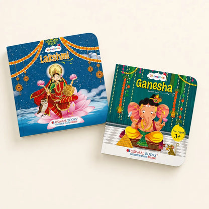 Lil Legends Mythology Board Books Set of 2 for Kids Age 3+ Years - Enchanting Tales of Goddess Lakshmi and Lord Ganesha | Illustrated Short Bedtime Stories 