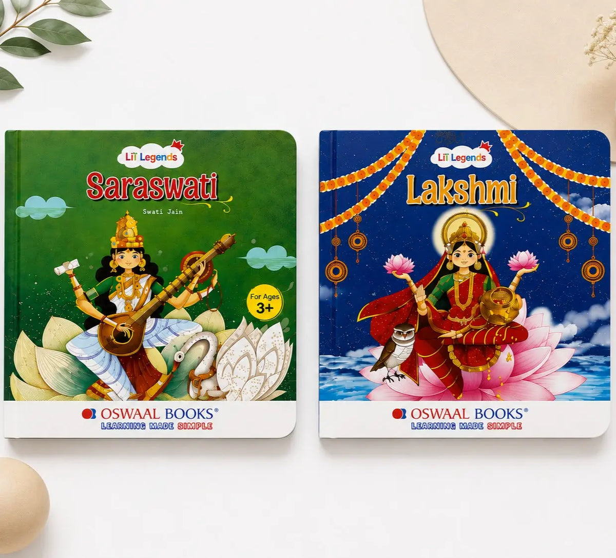 Lil Legends Mythology Board Book Set of 2 for Kids Age 3+ Years - Enchanting Tales of Goddess Lakshmi & Goddess Saraswati | Illustrated Short Bedtime Stories | Hindu Mythology Picture Books 