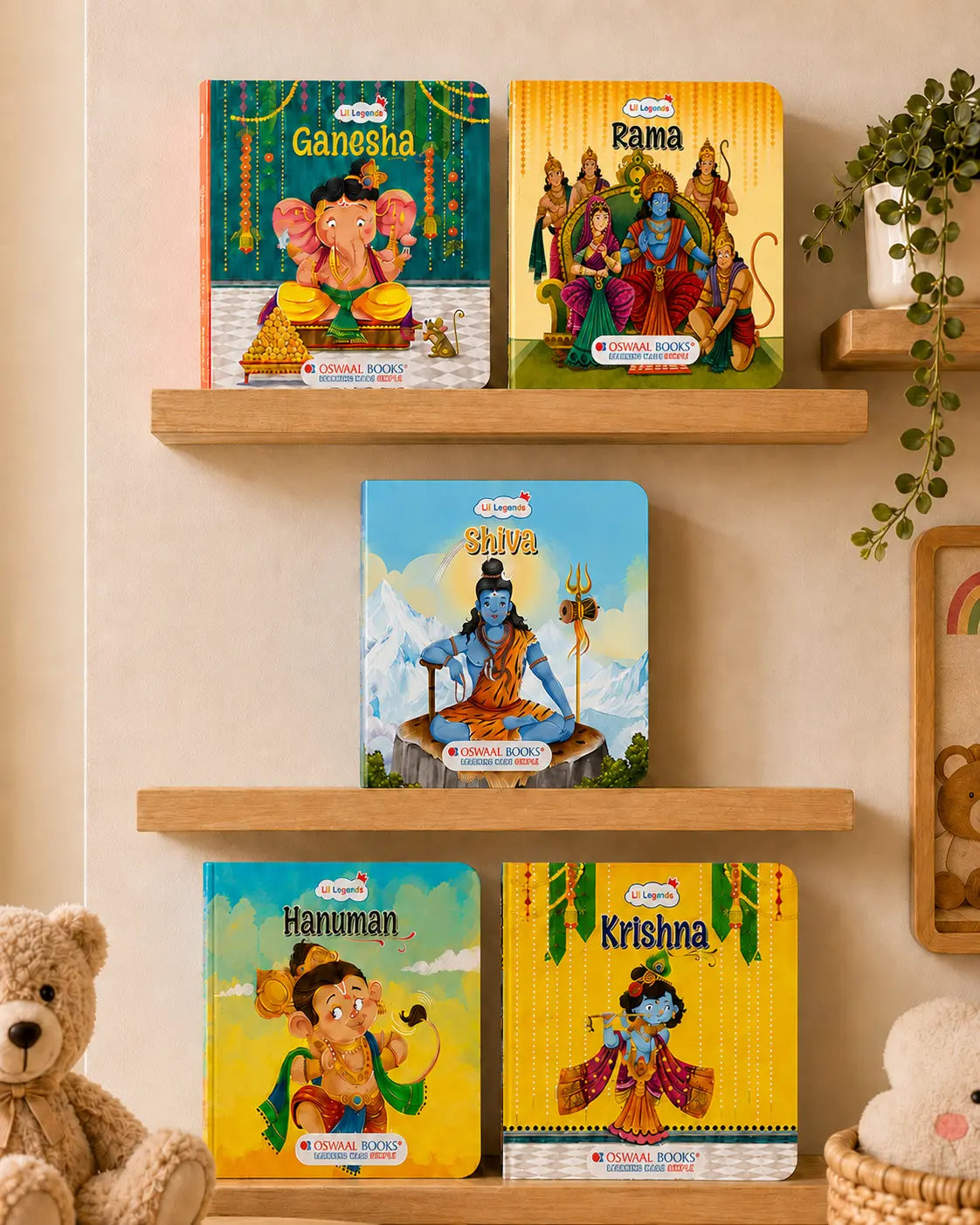 Lil Legends Mythology Board Books Set of 5 for Kids Age 3+ Years - Tales of Lord Shiva, Hanuman, Krishna, Rama & Ganesha | Illustrated Short Bedtime Stories | Hindu Mythology Picture Books 