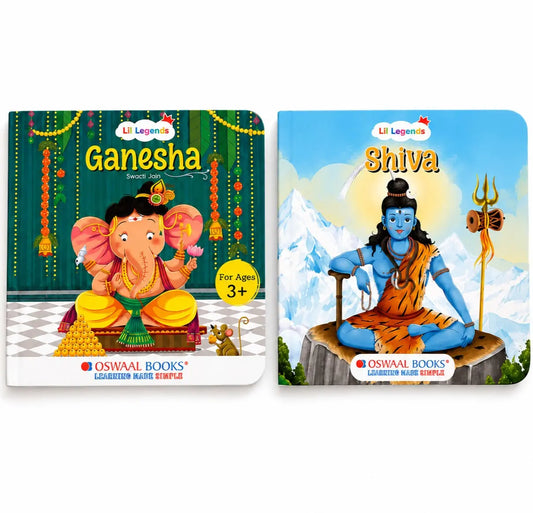 Lil Legends Mythological Tales Blessings of Gods Set of 2 Books for Kids Age 3+ Years - Lord Ganesha & Lord Shiva | Illustrated Hindu Mythology Stories for Children 