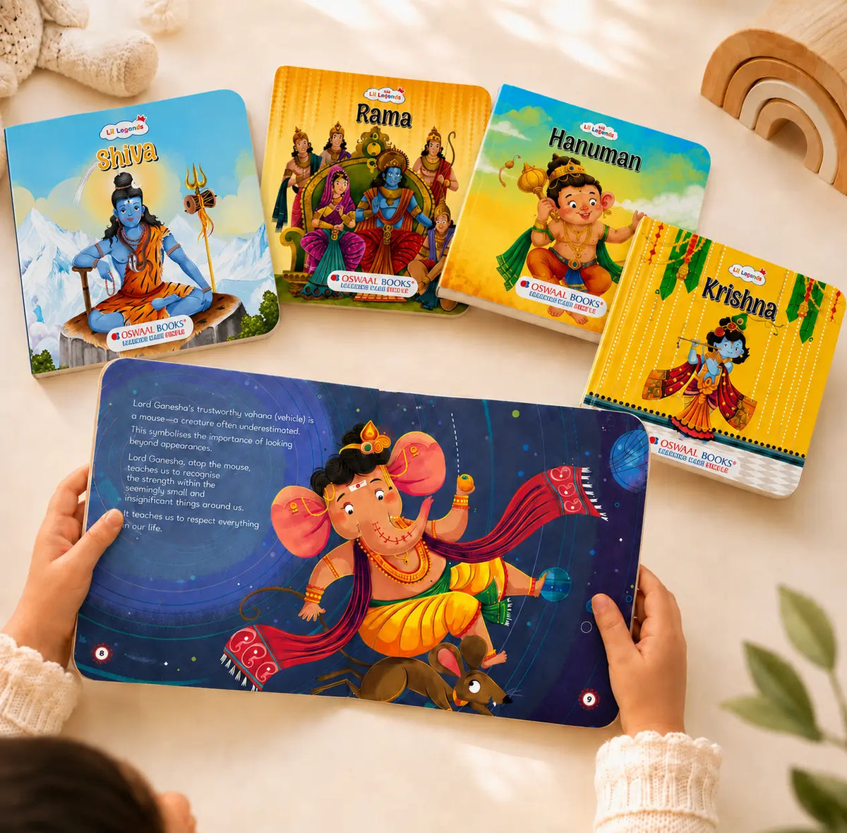 Lil Legends Mythology Board Books Set of 5 for Kids Age 3+ Years - Tales of Lord Shiva, Hanuman, Krishna, Rama & Ganesha | Illustrated Short Bedtime Stories | Hindu Mythology Picture Books 
