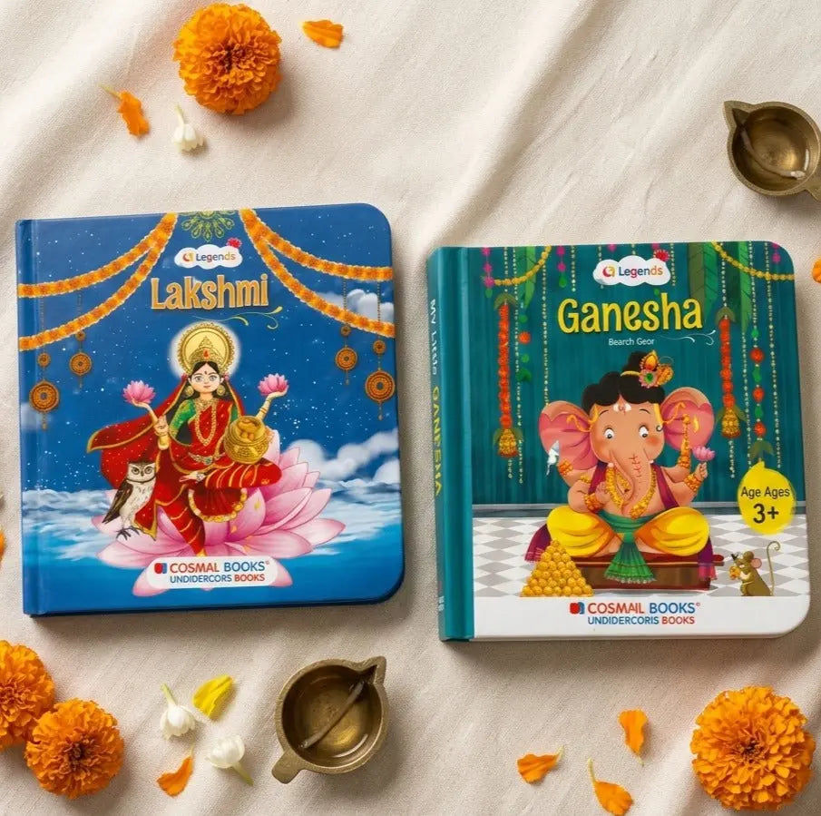 Lil Legends Mythology Board Books Set of 2 for Kids Age 3+ Years - Enchanting Tales of Goddess Lakshmi and Lord Ganesha | Illustrated Short Bedtime Stories 