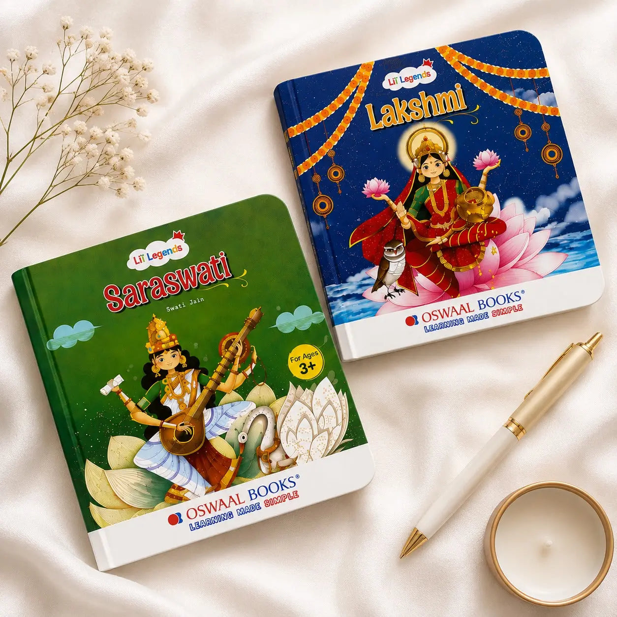 Lil Legends Mythology Board Book Set of 2 for Kids Age 3+ Years - Enchanting Tales of Goddess Lakshmi & Goddess Saraswati | Illustrated Short Bedtime Stories | Hindu Mythology Picture Books 