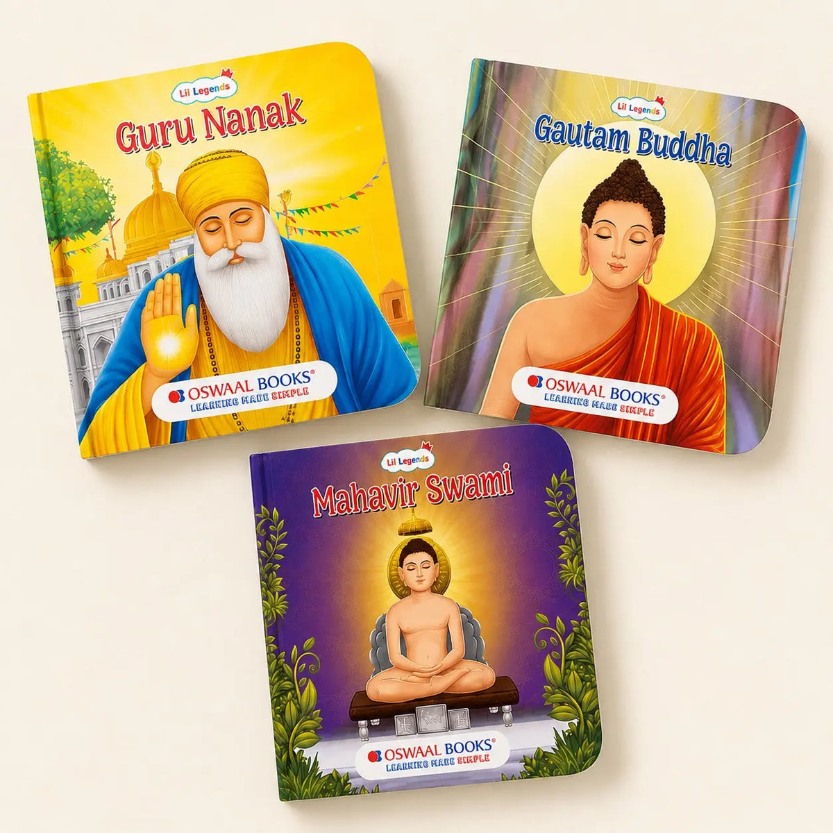Lil Legends Spiritual Gurus Tales Set of 3 Books for Kids Age 3+ Years - Guru Nanak, Gautam Buddha & Mahavir Swami | Illustrated Stories for Peace, Kindness & Compassion 