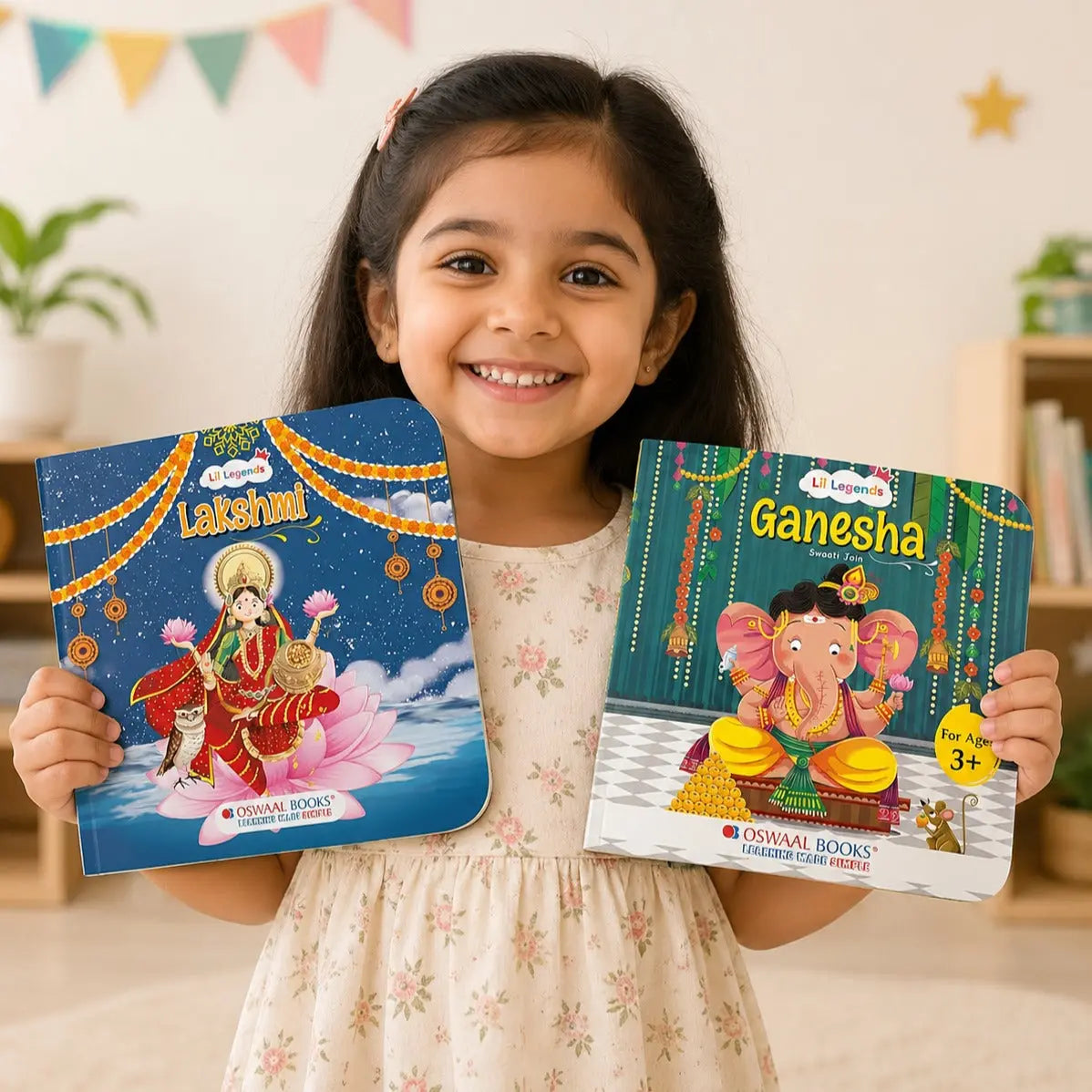 Lil Legends Mythology Board Books Set of 2 for Kids Age 3+ Years - Enchanting Tales of Goddess Lakshmi and Lord Ganesha | Illustrated Short Bedtime Stories 