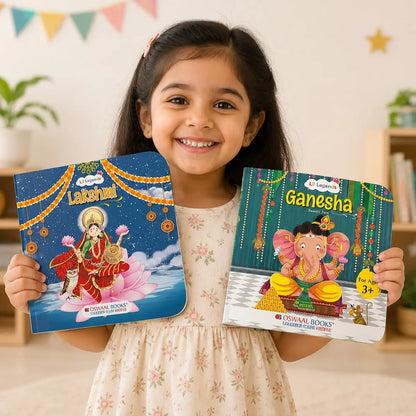 Lil Legends Mythology Board Books Set of 2 for Kids Age 3+ Years - Enchanting Tales of Goddess Lakshmi and Lord Ganesha | Illustrated Short Bedtime Stories 