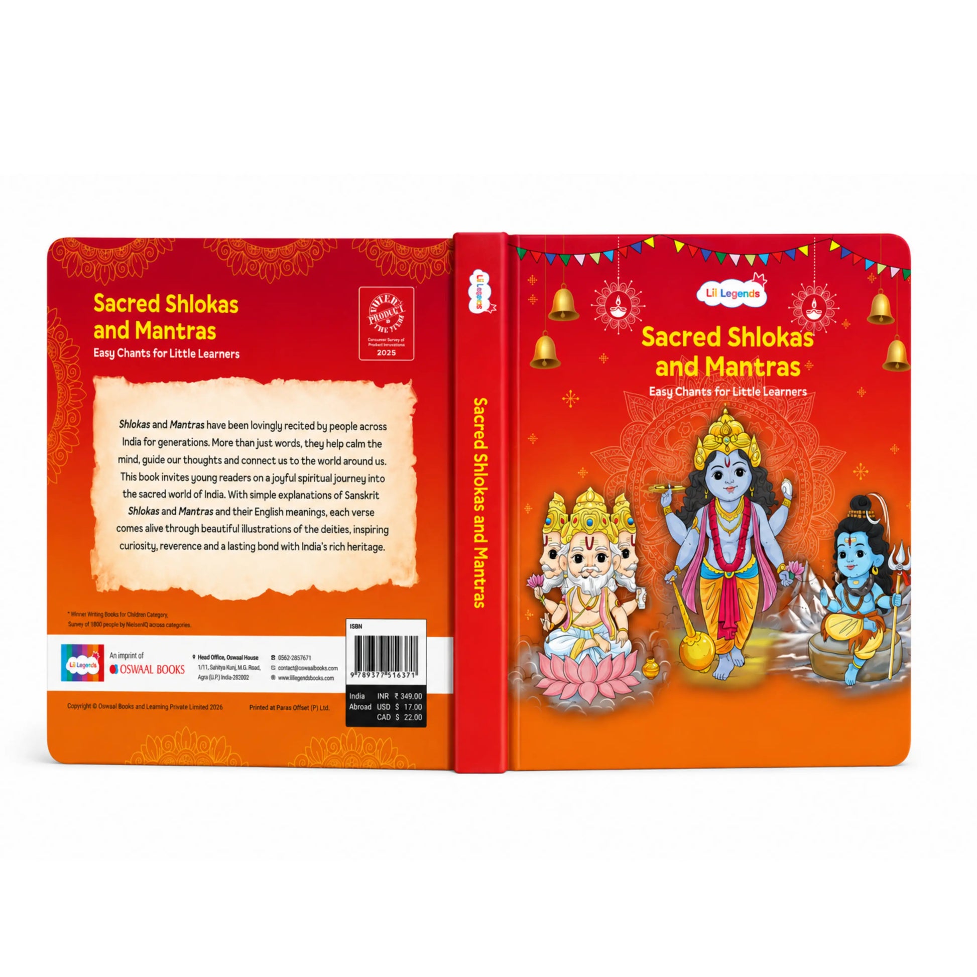 Lil Legends Shlokas & Mantras Padded Board Book for Kids | Sanskrit Prayers & Verses with Illustrations | Cultural Learning Picture Book | Age 2+ Years | Padded Cover Edition 