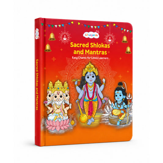 Lil Legends Shlokas & Mantras Padded Board Book for Kids | Sanskrit Prayers & Verses with Illustrations | Cultural Learning Picture Book | Age 2+ Years | Padded Cover Edition 