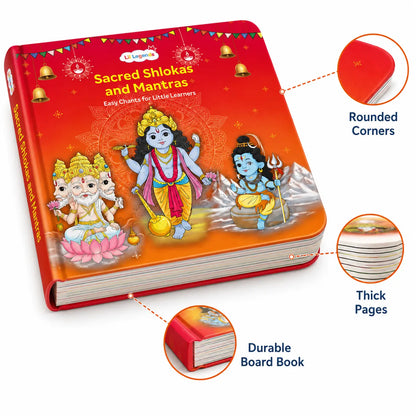 Lil Legends Shlokas & Mantras Padded Board Book for Kids | Sanskrit Prayers & Verses with Illustrations | Cultural Learning Picture Book | Age 2+ Years | Padded Cover Edition 
