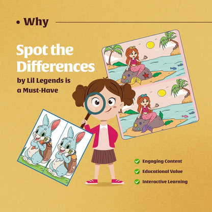 Lil Legends Spot the Difference Book for Kids Age 4+ Years - Interactive Learning Activity Book | Fun Puzzles to Boost Observation, Concentration & Critical Thinking | Brain Games for Children