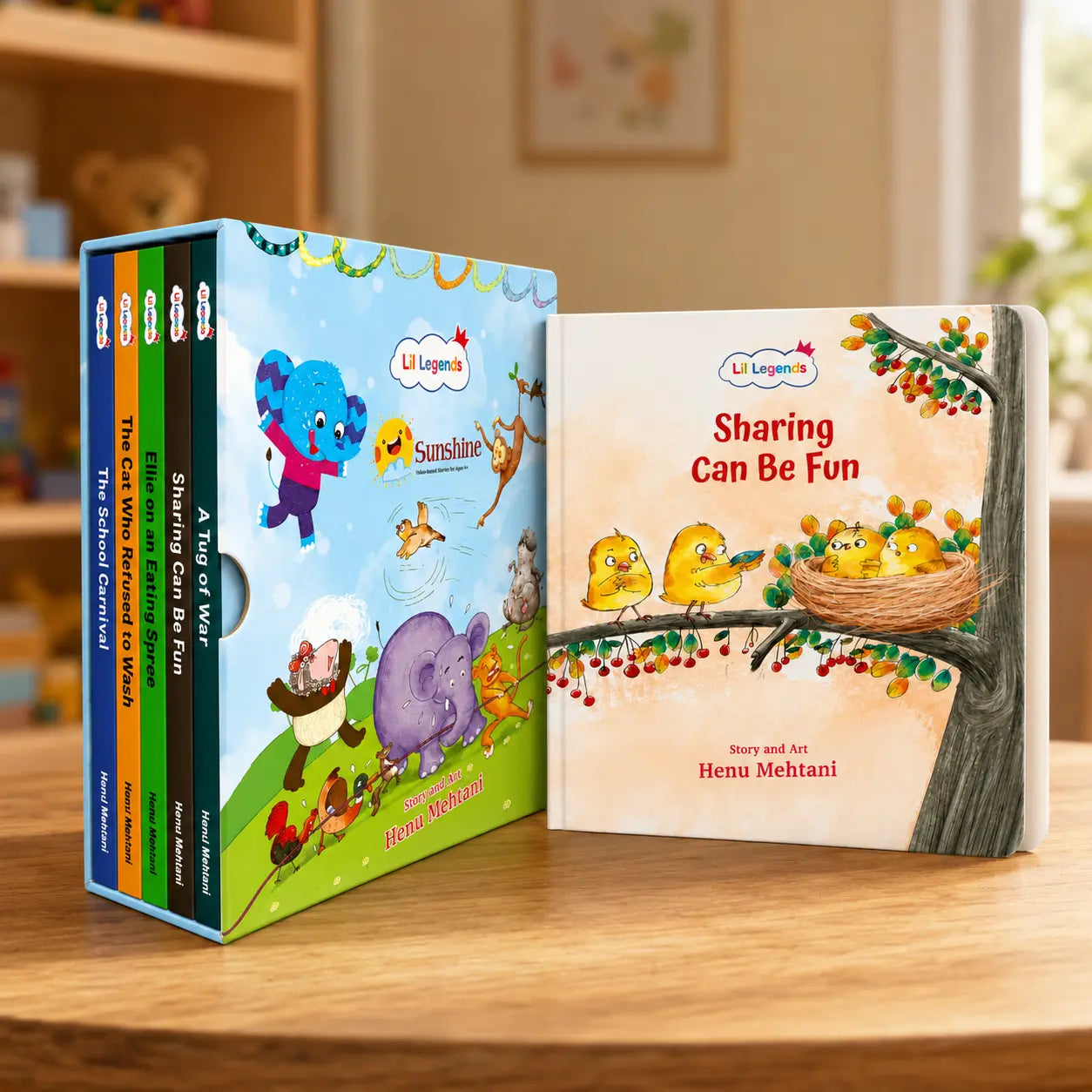 Lil Legends Sunshine Slipcase with 5 Value-based Board Books | Picture Stories for Kids | Enhances Vocabulary, Values, Curiosity, Imagination and Reading Skills | Age 4+ 
