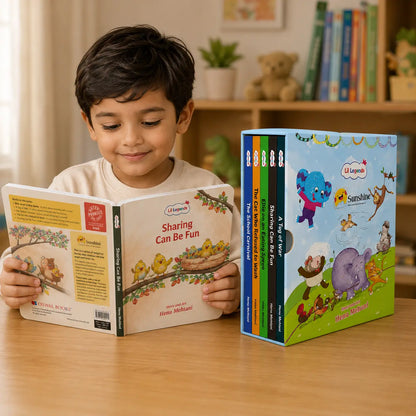 Lil Legends Sunshine Slipcase with 5 Value-based Board Books | Picture Stories for Kids | Enhances Vocabulary, Values, Curiosity, Imagination and Reading Skills | Age 4+ 