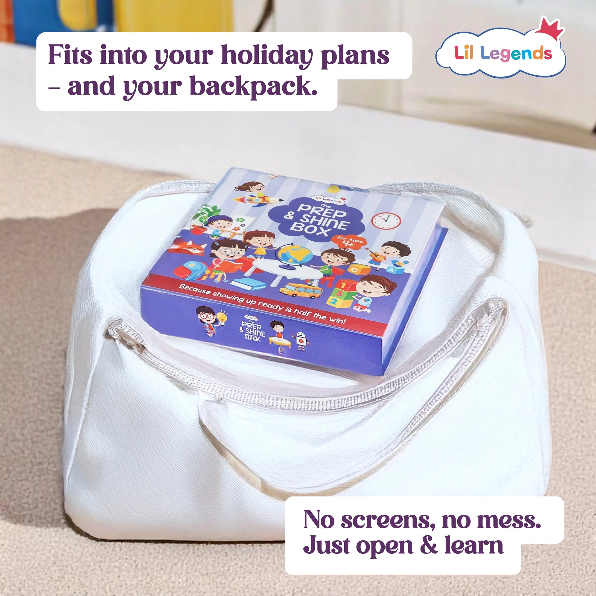 Lil Legends Prep and Shine Box for Kids | 7-in-1 Early Learning Kit | Gift Box Set | Tracing, Vocabulary, Phonics and Fun Activities + Stationery Kit | School Readiness Gift Set | Age 4+ 