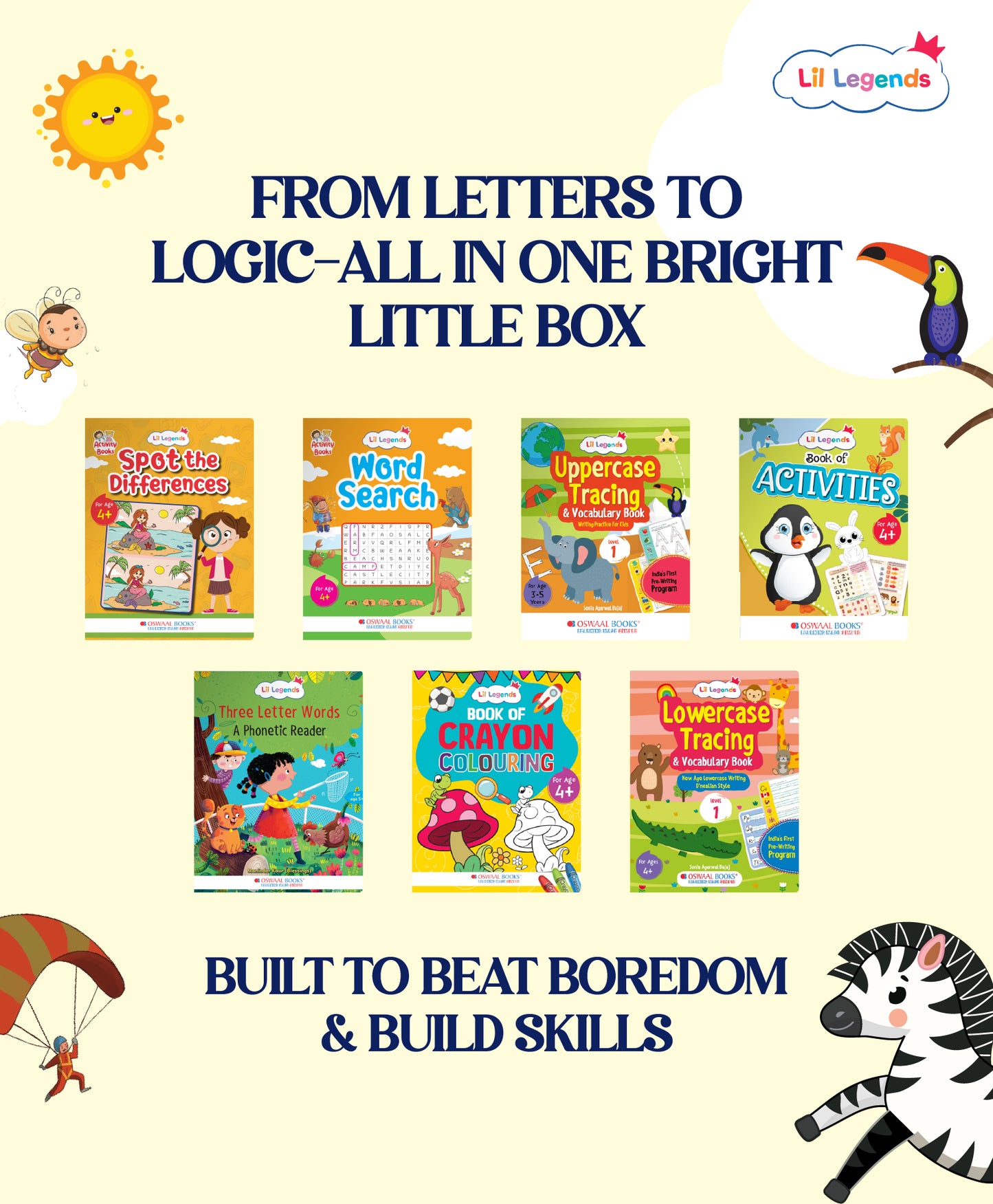 Prep and Shine Box – 7 Fun Learning Books with Free Stationery Kit | Early Learning Kit for School Readiness | Ideal for Kids Ages 4+