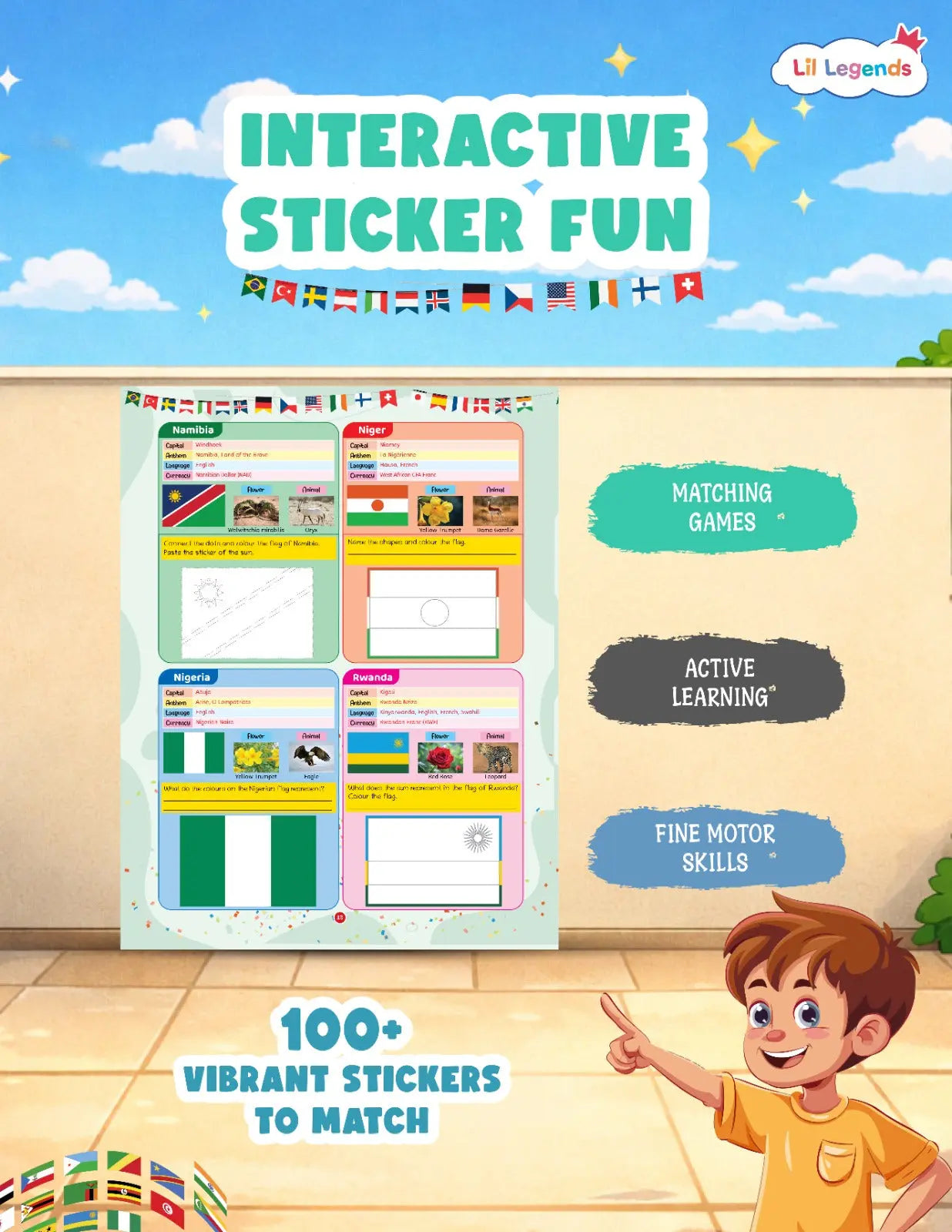 Lil Legends My First Book of Flags for Kids | Illustrated World Flags Picture Book | Builds Knowledge of Countries, Cultures & Visual Learning | Ages 4+ Years
