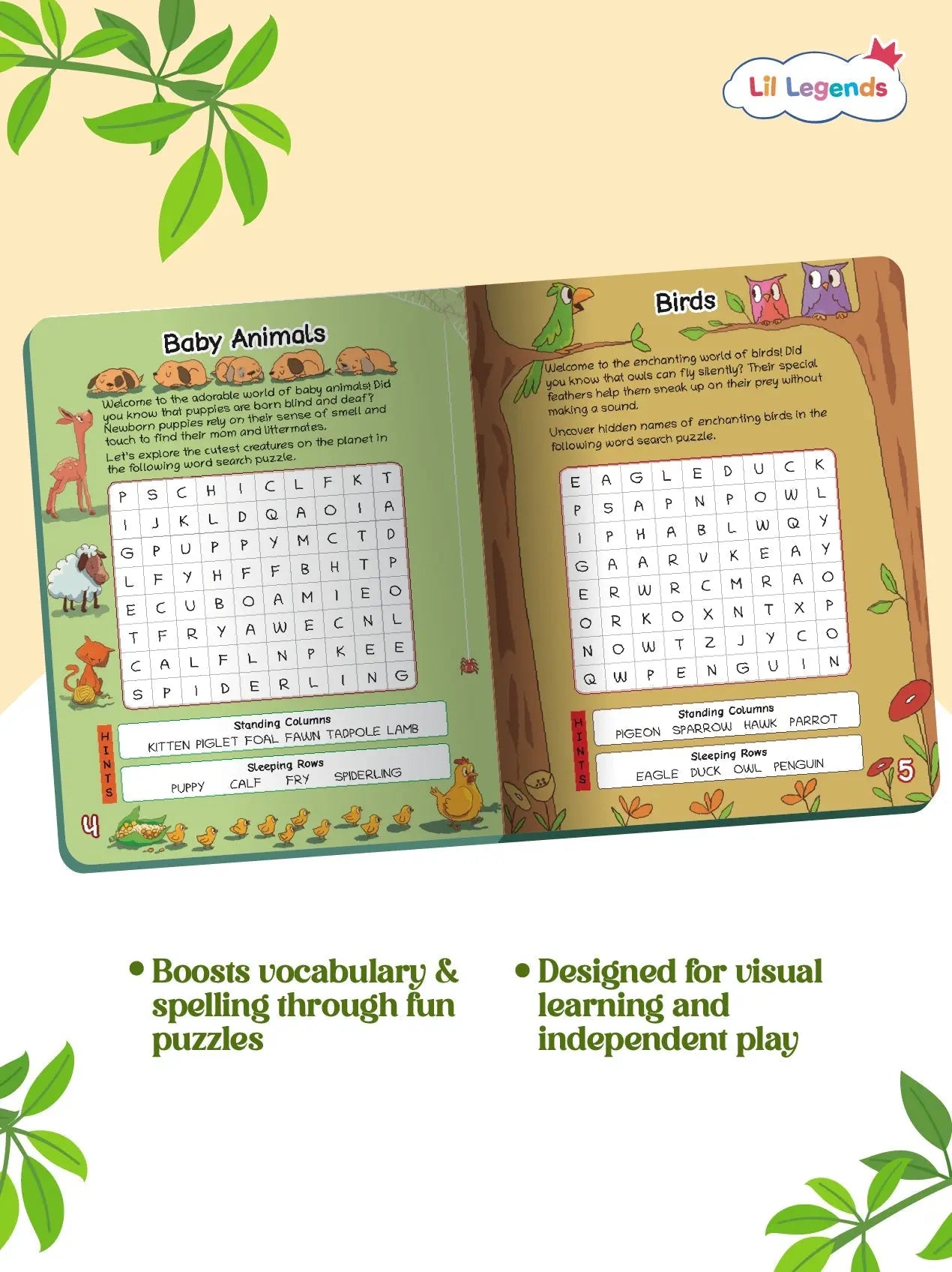 Lil Legends Word Search Puzzle Book for Kids Age 4+ Years - Interactive Learning Activity Book | Fun & Educational Puzzles to Boost Vocabulary, Spelling & Focus | Brain Games for Children 