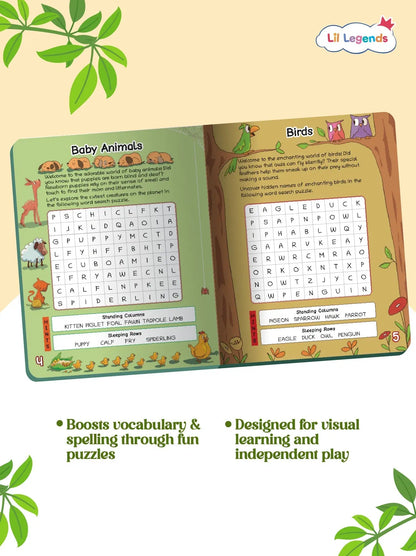 Lil Legends Word Search Puzzle Book for Kids Age 4+ Years - Interactive Learning Activity Book | Fun & Educational Puzzles to Boost Vocabulary, Spelling & Focus | Brain Games for Children 