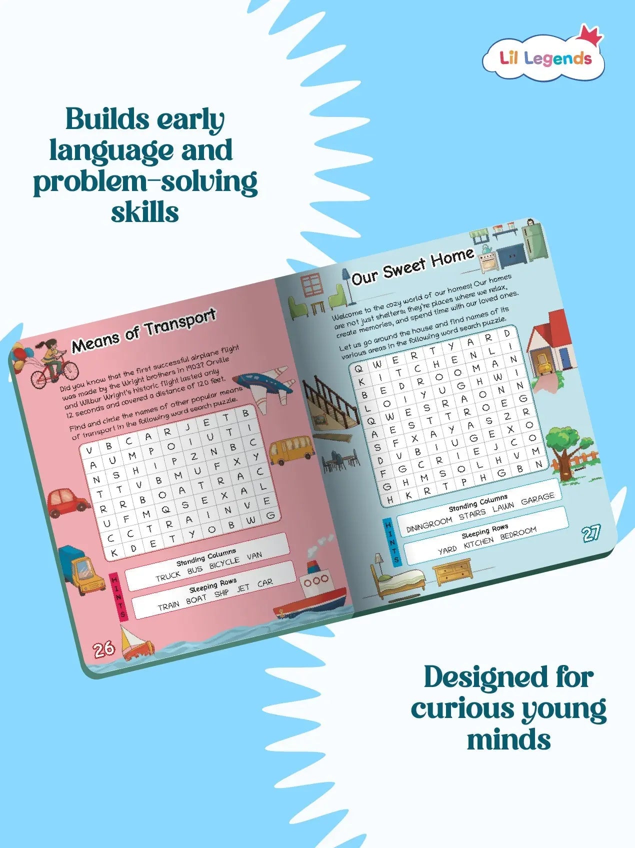 Lil Legends Word Search Puzzle Book for Kids Age 4+ Years - Interactive Learning Activity Book | Fun & Educational Puzzles to Boost Vocabulary, Spelling & Focus | Brain Games for Children 