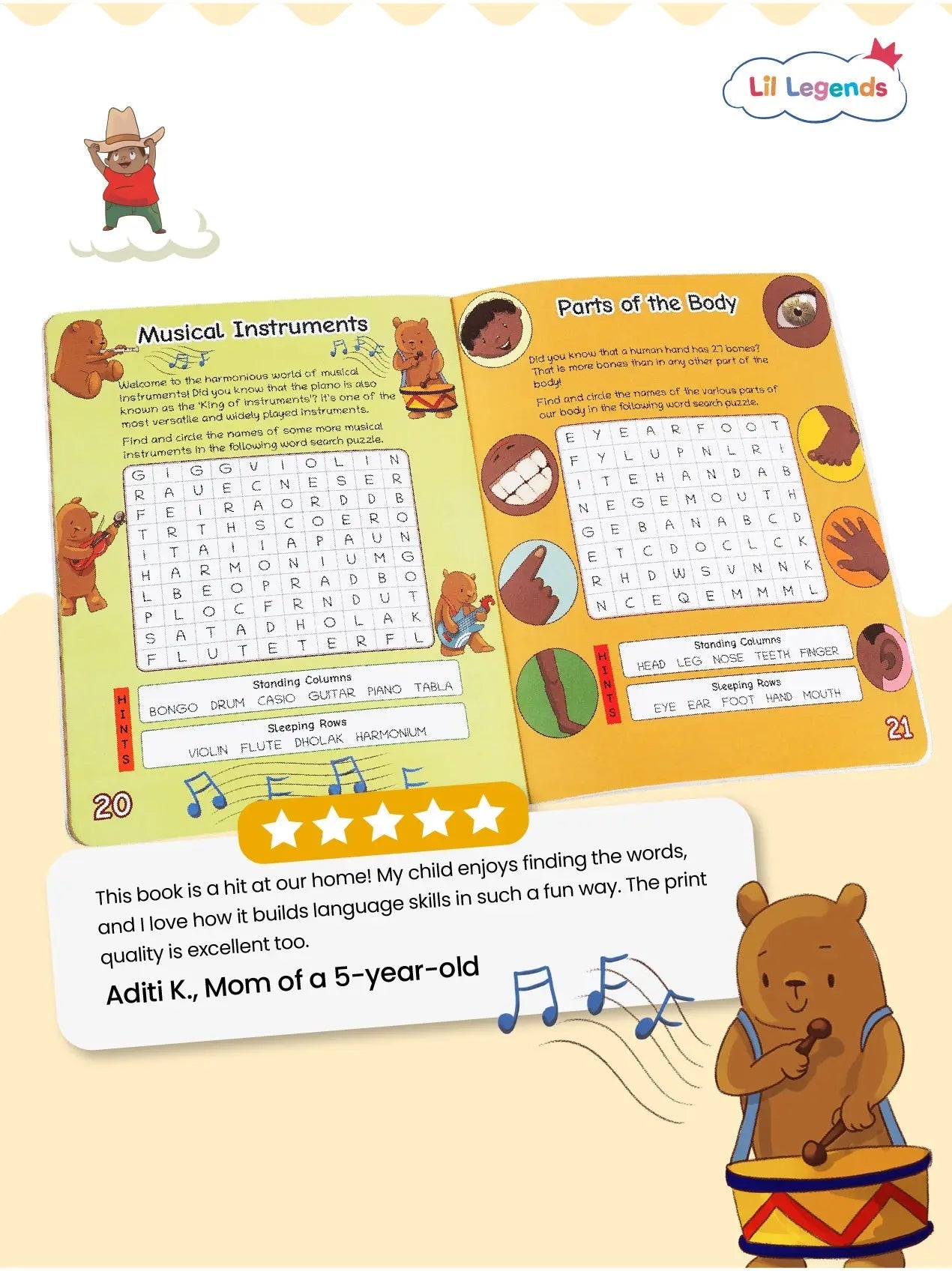Lil Legends Word Search Puzzle Book for Kids Age 4+ Years - Interactive Learning Activity Book | Fun & Educational Puzzles to Boost Vocabulary, Spelling & Focus | Brain Games for Children 