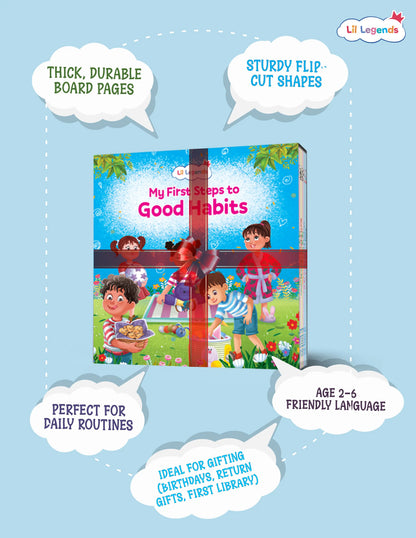 Lil Legends My First Steps to Good Habits for Kids | Set of 5 Board Books | Tidy Up, Patience, Clean Habits, Mindfulness & Calm | Early Life Skills | Ages 2–6 Years | Flip-Cut Set