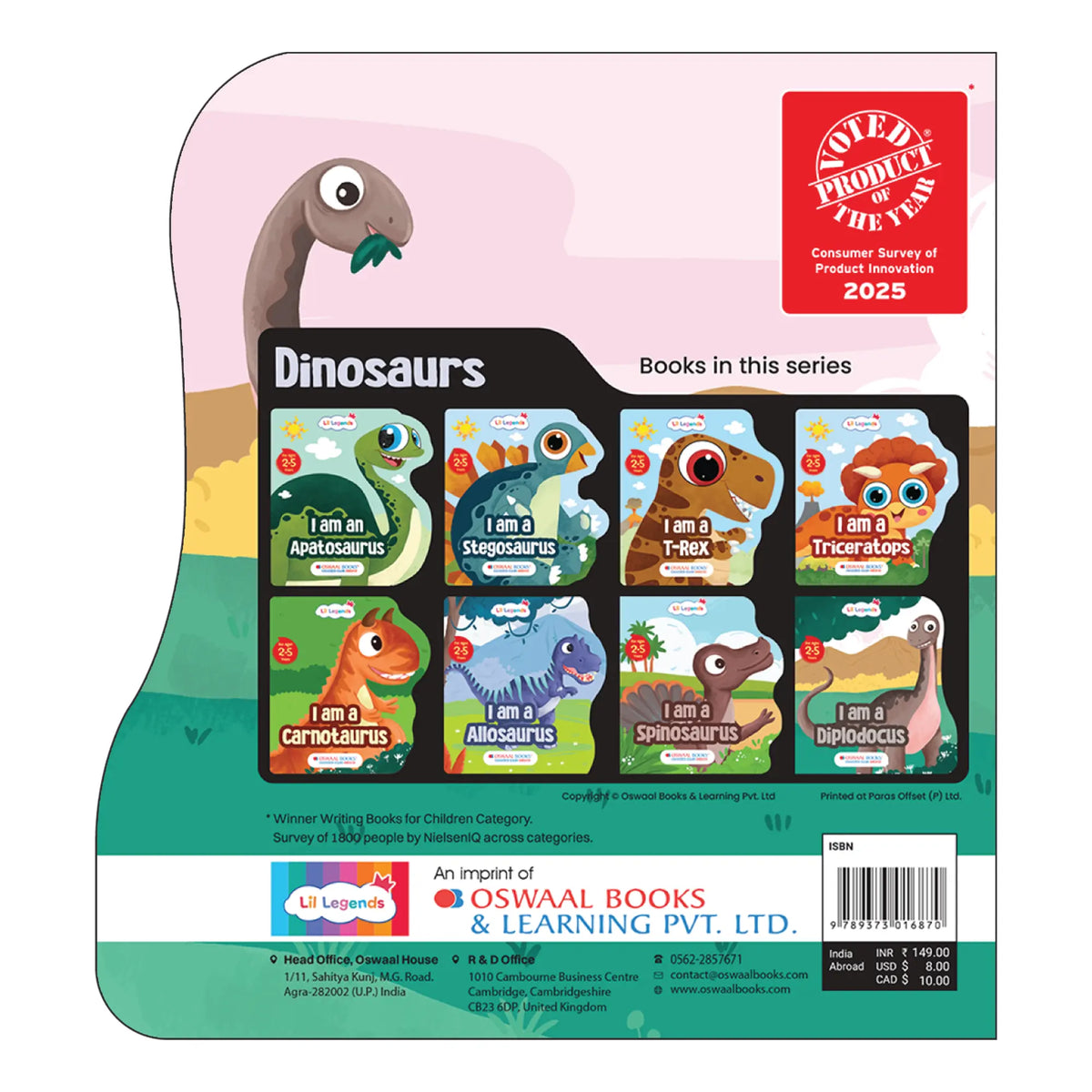 Lil Legends Dino Shaped Board Book for Kids | I am a Diplodocus | Illustrated Dinosaur Story Book | Early Learning Picture Book | Age 2-5 Years | Board Book | Durable Edition 