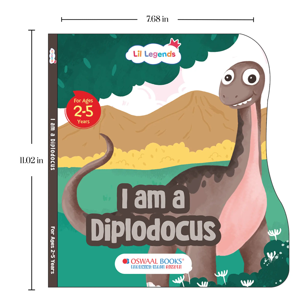 Lil Legends Dino Shaped Board Book for Kids | I am a Diplodocus | Illustrated Dinosaur Story Book | Early Learning Picture Book | Age 2-5 Years | Board Book | Durable Edition 