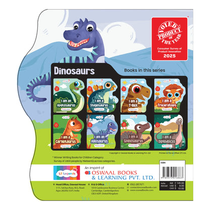 Lil Legends Dino Shaped Board Book for Kids | I am an Allosaurus | Illustrated Dinosaur Story Book | Early Learning Picture Book | Age 2-5 Years | Board Book | Durable Edition 
