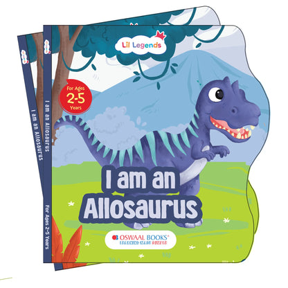 Lil Legends Dino Shaped Board Book for Kids | I am an Allosaurus | Illustrated Dinosaur Story Book | Early Learning Picture Book | Age 2-5 Years | Board Book | Durable Edition 