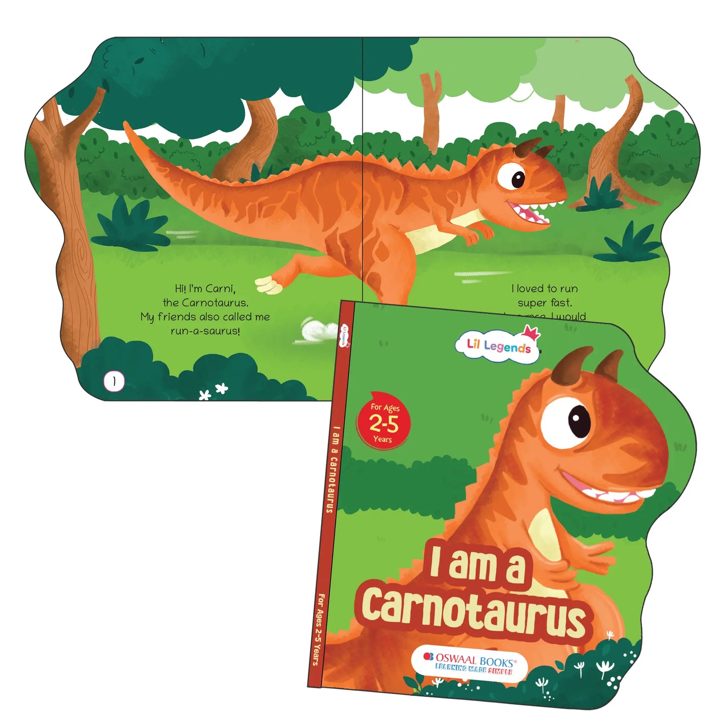 Lil Legends Dinosaur Shaped Board Books for Kids | Set of 4 Books | I am Spinosaurus, Carnotaurus, Allosaurus & Diplodocus | Durable Rhyming Books | Ages 2–5 Years | Board Book Set 