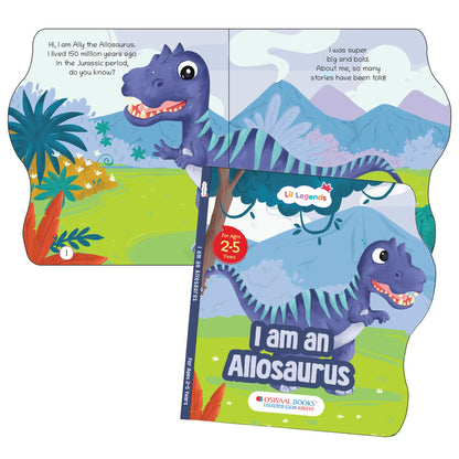 Lil Legends Dino Shaped Board Book for Kids | I am an Allosaurus | Illustrated Dinosaur Story Book | Early Learning Picture Book | Age 2-5 Years | Board Book | Durable Edition 