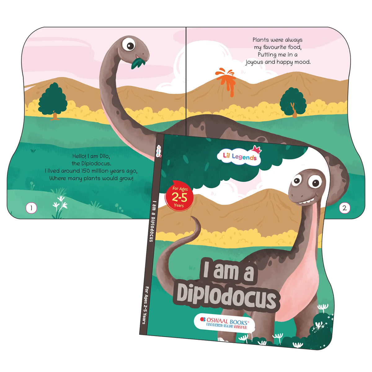 Lil Legends Dinosaur Shaped Board Books for Kids | Set of 4 Books | I am Spinosaurus, Carnotaurus, Allosaurus & Diplodocus | Durable Rhyming Books | Ages 2–5 Years | Board Book Set 