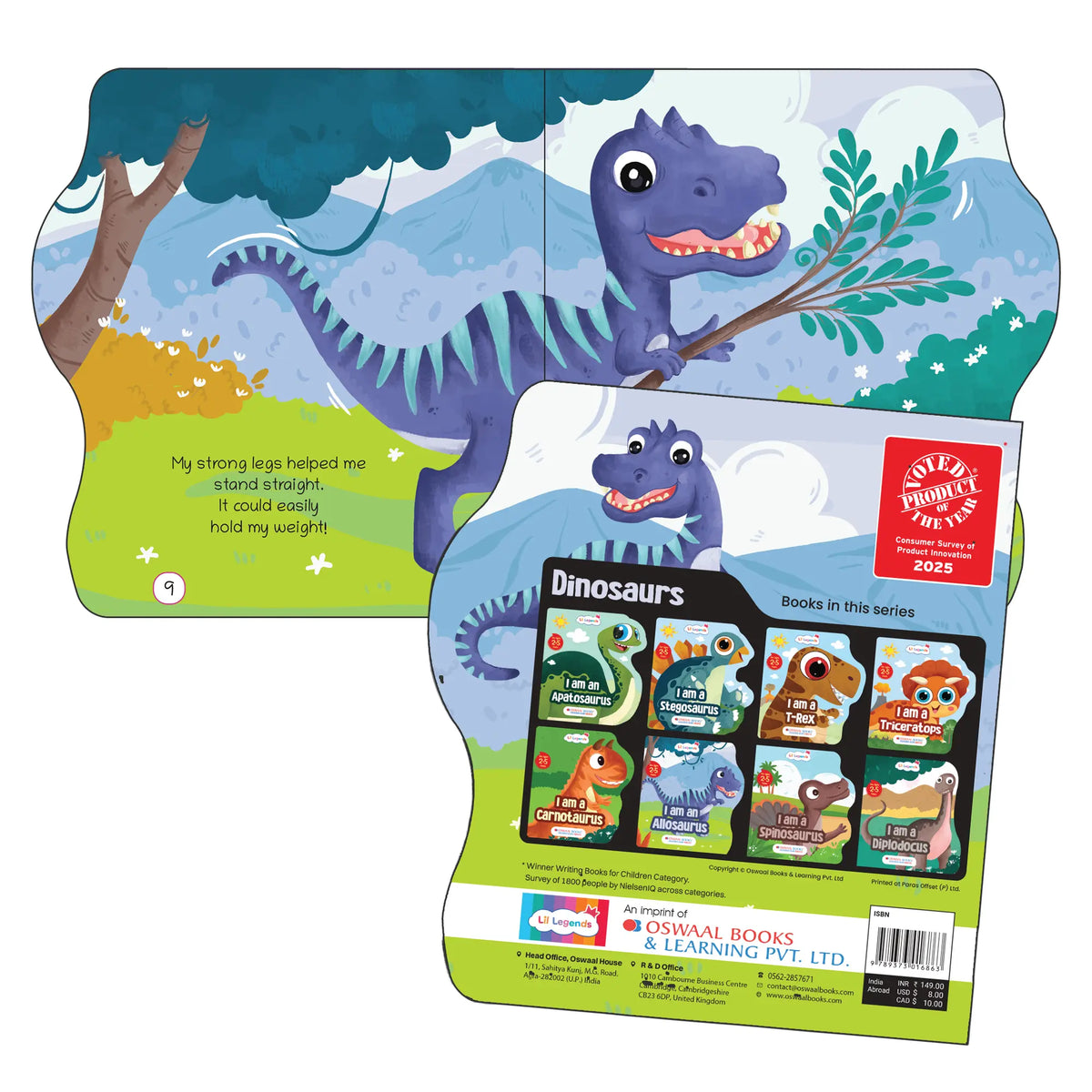 Lil Legends Dino Shaped Board Book for Kids | I am an Allosaurus | Illustrated Dinosaur Story Book | Early Learning Picture Book | Age 2-5 Years | Board Book | Durable Edition 