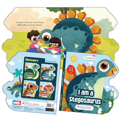 Lil Legends Dino Shaped Board Books for Kids | Set of 4 Books | Triceratops, Stegosaurus, Apatosaurus and T-Rex | Illustrated Dinosaur Picture Books | Ages 2+ Years | Board Book Set 