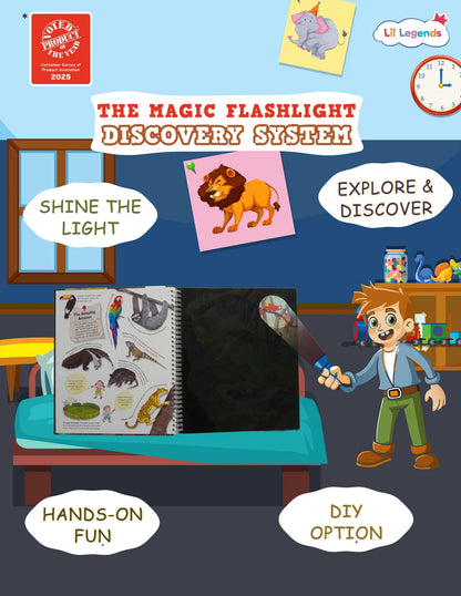 Lil Legends Magic Flashlight Big Discoveries Jungle Animals for Kids | Interactive Hidden Picture Book with Reveal Card | Jungle Facts | Age 3+ Years | Activity Book