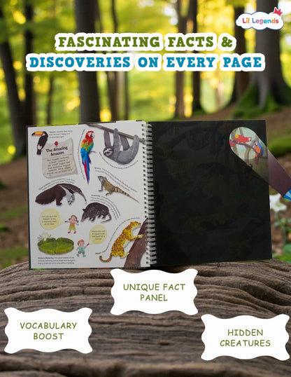 Lil Legends Magic Flashlight Big Discoveries Jungle Animals for Kids | Interactive Hidden Picture Book with Reveal Card | Jungle Facts | Age 3+ Years | Activity Book