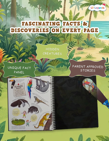 Lil Legends Magic Flashlight Big Discoveries Jungle Animals for Kids | Interactive Hidden Picture Book with Reveal Card | Jungle Facts | Age 3+ Years | Activity Book
