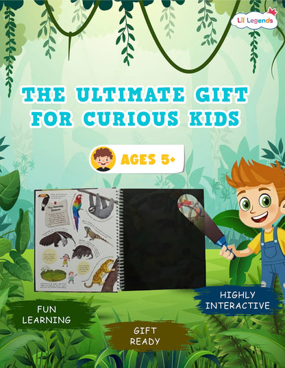 Lil Legends Magic Flashlight Big Discoveries Jungle Animals for Kids | Interactive Hidden Picture Book with Reveal Card | Jungle Facts | Age 3+ Years | Activity Book