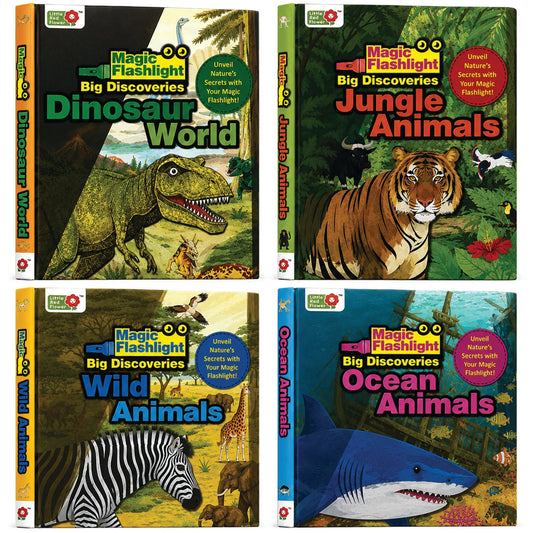Oswaal Lil Legends Magic Flashlight Little Explorer Mega Pack – Ocean, Jungle, Dinosaur and Wild Animals for Kids | Interactive Hidden Pictures, Reveal Card and Interesting Facts | For Age 3+ 