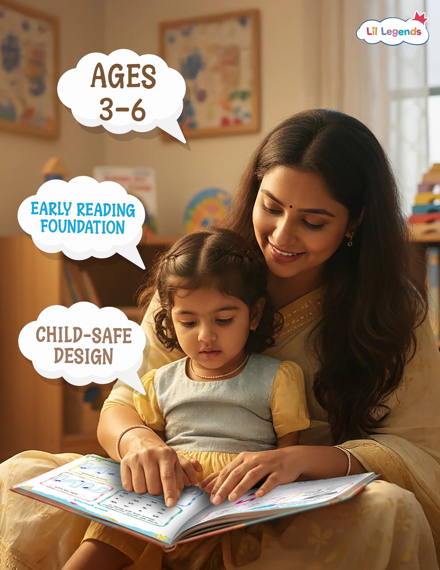 Lil Legends Level 1 Phonics & Sight Words 3-Book Set for Ages 3–6 | Build Strong Reading Foundations, Boost Confidence & Vocabulary Early | Includes Phonics Part 1, Part 2 & Sight Words 