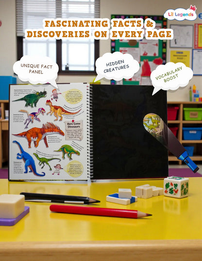 Lil Legends Magic Flashlight Big Discoveries Dinosaur World for Kids | Interactive Hidden Picture Book with Reveal Card | Dinosaur Facts | Age 3+ Years | Paperback | Activity Book