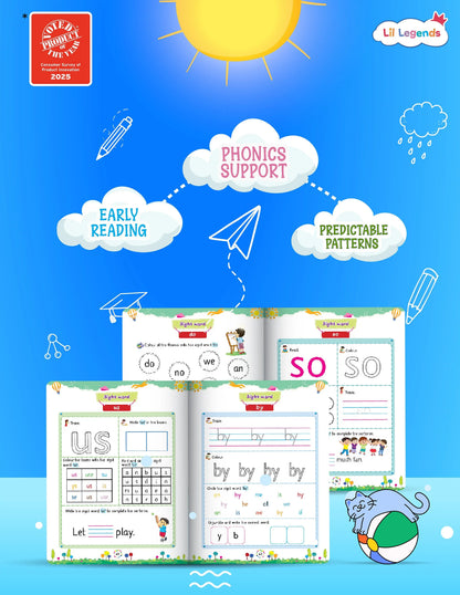 Lil Legends Incredible Phonics Sight Words Book Level 1 for Kids Age 3-5 Years | High Frequency Words & CVC Word Recognition | Workbook for Nursery & LKG Early Reading