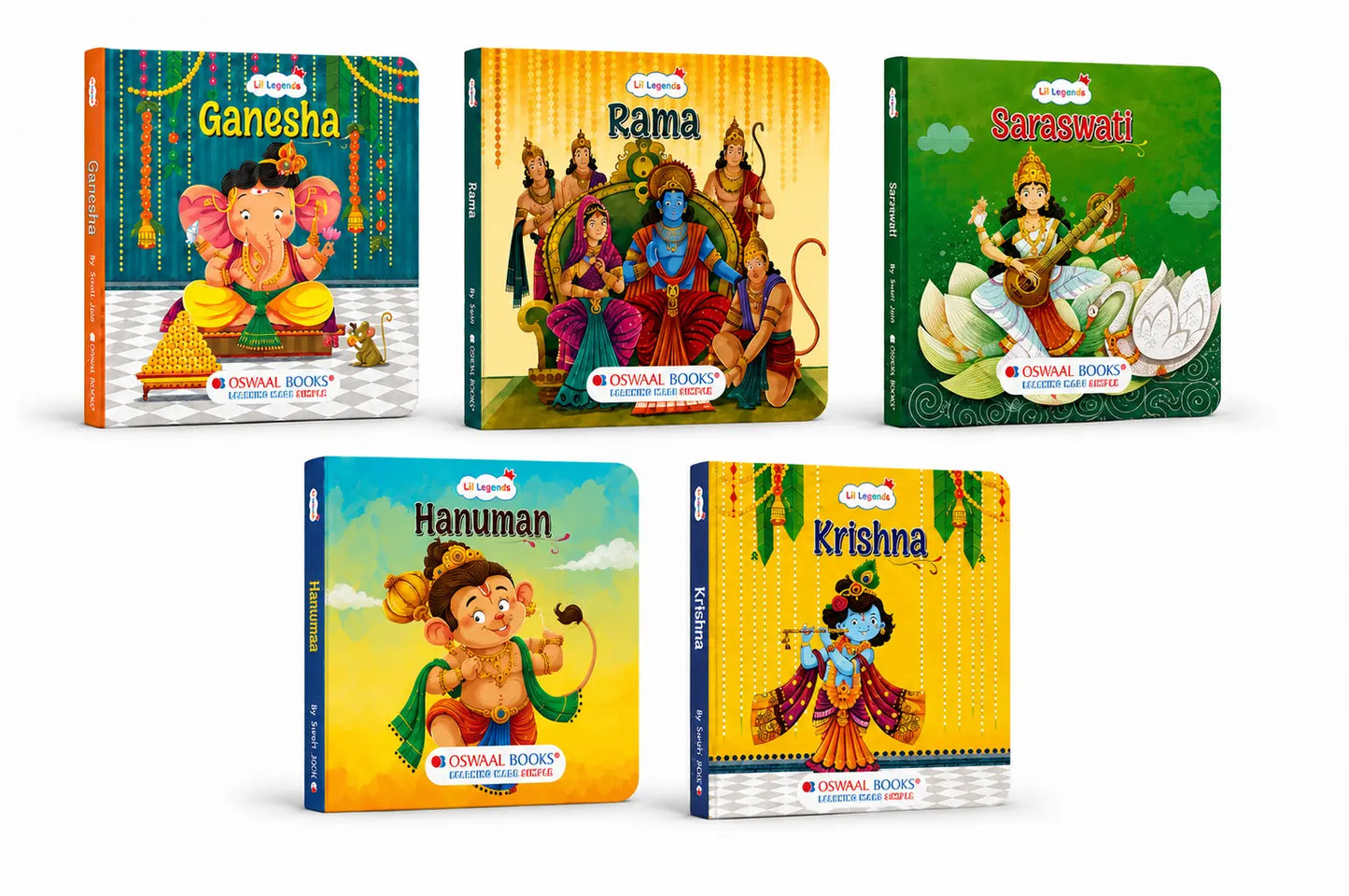 Lil Legends My First Collection of Mythological Tales of Hindu Gods & Goddesses - Set of 5 Board Books for Kids Age 3+ Years | Lord Ganesha, Hanuman, Krishna, Rama & Goddess Saraswati 