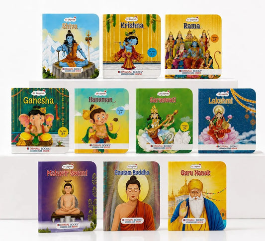 Lil Legends Indian Mythology Story Board Books Set of 10 for Kids Age 3+ Years - Tales of Lord Rama, Krishna, Hanuman, Ganesha, Shiva, Goddess Saraswati, Lakshmi, Buddha, Mahavir & Guru Nanak 